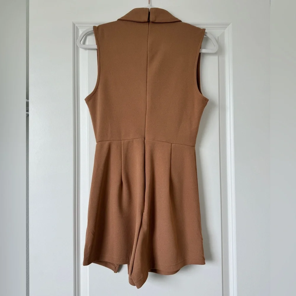 Fashion Nova Tan Business Blazer Romper